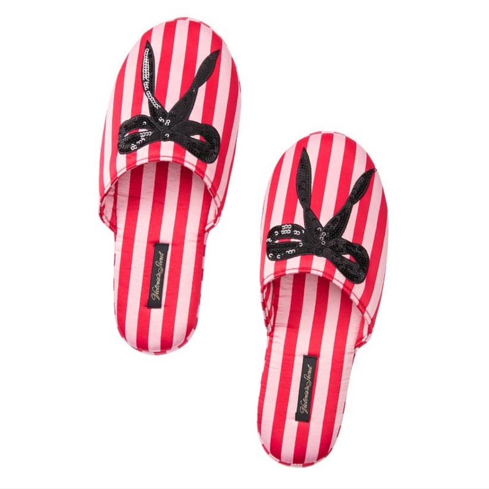 VS Signature Satin & Bow Slippers